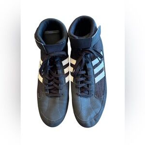 Adidas Men's Black and White Wrestling Sneakers